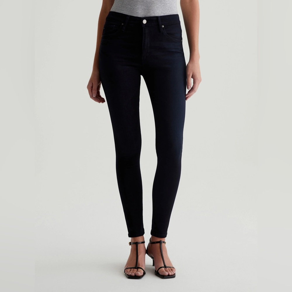 ag Adriano goldschmied jeans the farrah high rise skinny dark indigo black blue